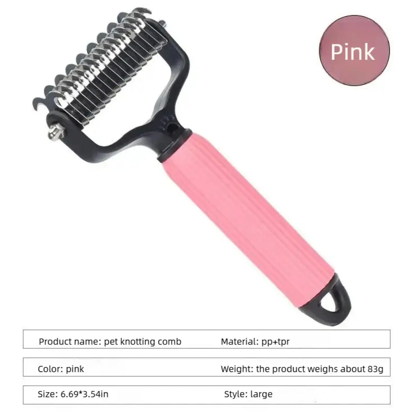 Double-Sided Dematting Comb and Deshedding Brush for Cats and Long-Haired Dogs, Undercoat Rake for Effective Grooming and Matted Fur Removal