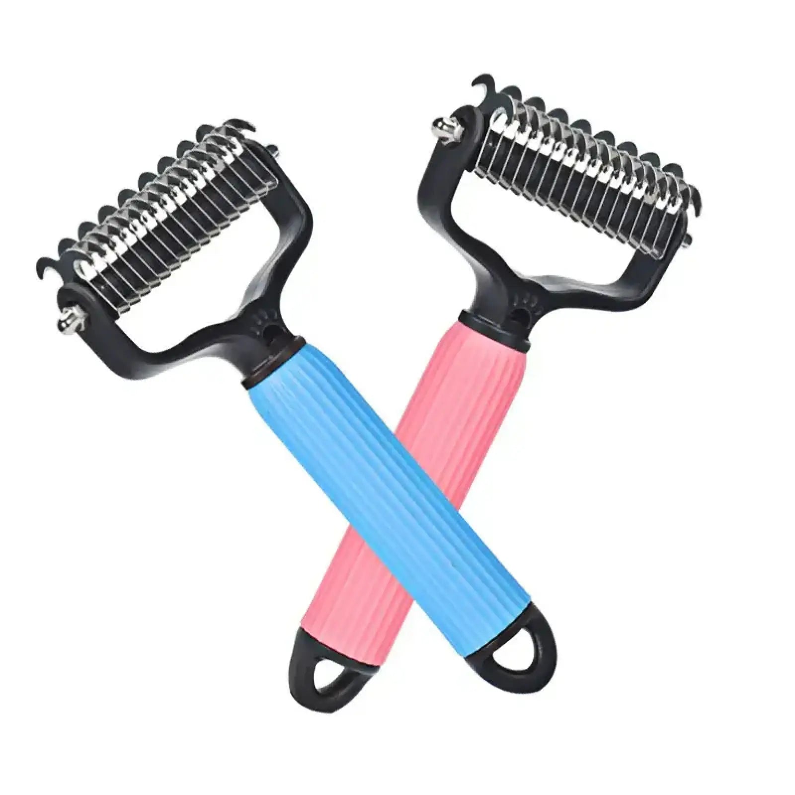 Double-Sided Dematting Comb and Deshedding Brush for Cats and Long-Haired Dogs, Undercoat Rake for Effective Grooming and Matted Fur Removal