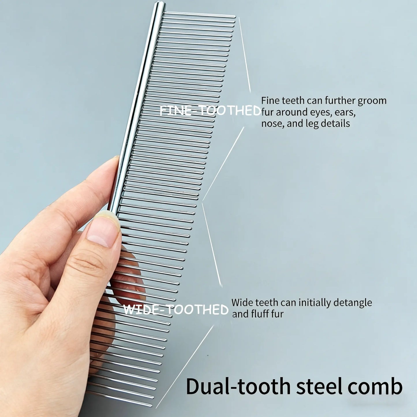 Pet Grooming Tool Set - 4-Piece Shedding Kit with Self-Cleaning Slicker Brush, Dual-Sided Stainless Steel Dematting Comb, Tear Stain Comb, and Fur Removal Tool for Dogs and Cats