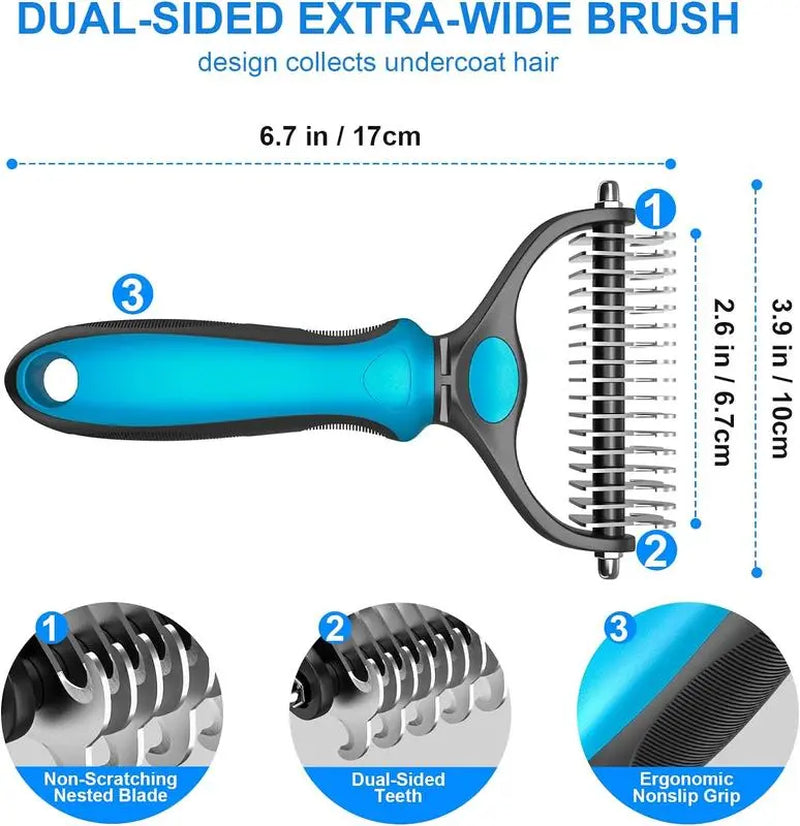 Universal Double-Sided Stainless Steel Pet Detangling Comb for Dogs and Cats - Essential Grooming Tool for Coat Care and Shedding Removal
