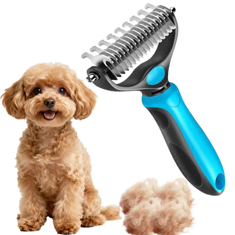 Universal Double-Sided Stainless Steel Pet Detangling Comb for Dogs and Cats - Essential Grooming Tool for Coat Care and Shedding Removal
