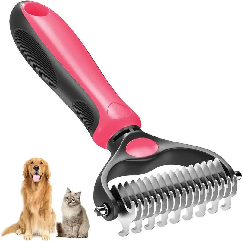 Universal Double-Sided Stainless Steel Pet Detangling Comb for Dogs and Cats - Essential Grooming Tool for Coat Care and Shedding Removal