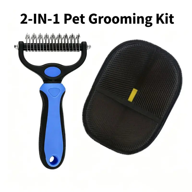 Universal Double-Sided Stainless Steel Pet Detangling Comb for Dogs and Cats - Essential Grooming Tool for Coat Care and Shedding Removal