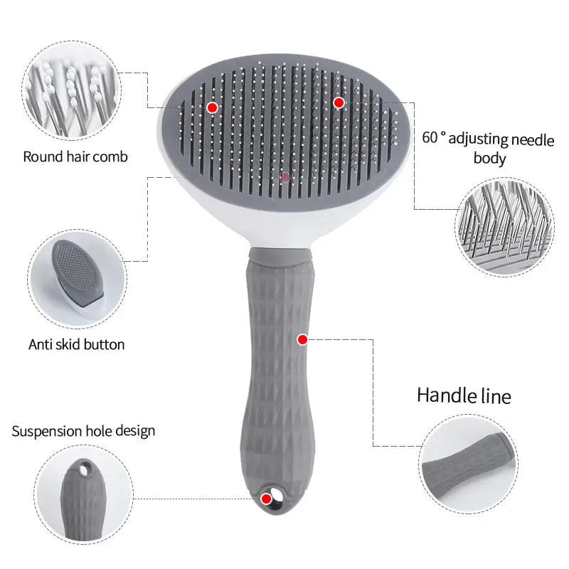 Pet Grooming Tool Set - 4-Piece Shedding Kit with Self-Cleaning Slicker Brush, Dual-Sided Stainless Steel Dematting Comb, Tear Stain Comb, and Fur Removal Tool for Dogs and Cats