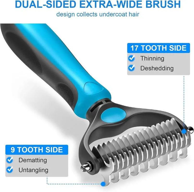 Universal Double-Sided Stainless Steel Pet Detangling Comb for Dogs and Cats - Essential Grooming Tool for Coat Care and Shedding Removal