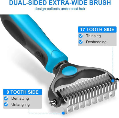 Universal Double-Sided Stainless Steel Pet Detangling Comb for Dogs and Cats - Essential Grooming Tool for Coat Care and Shedding Removal