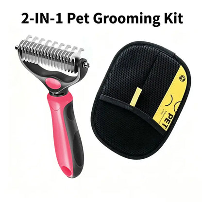 Universal Double-Sided Stainless Steel Pet Detangling Comb for Dogs and Cats - Essential Grooming Tool for Coat Care and Shedding Removal